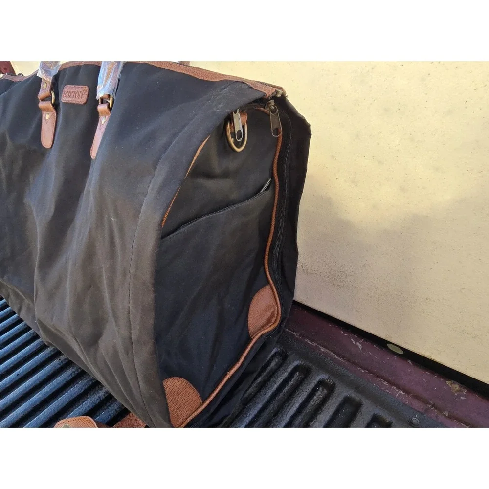 Buxton Duffle Bag Fold Out Garment Bag Large Carry On Black Nylon Crossbody